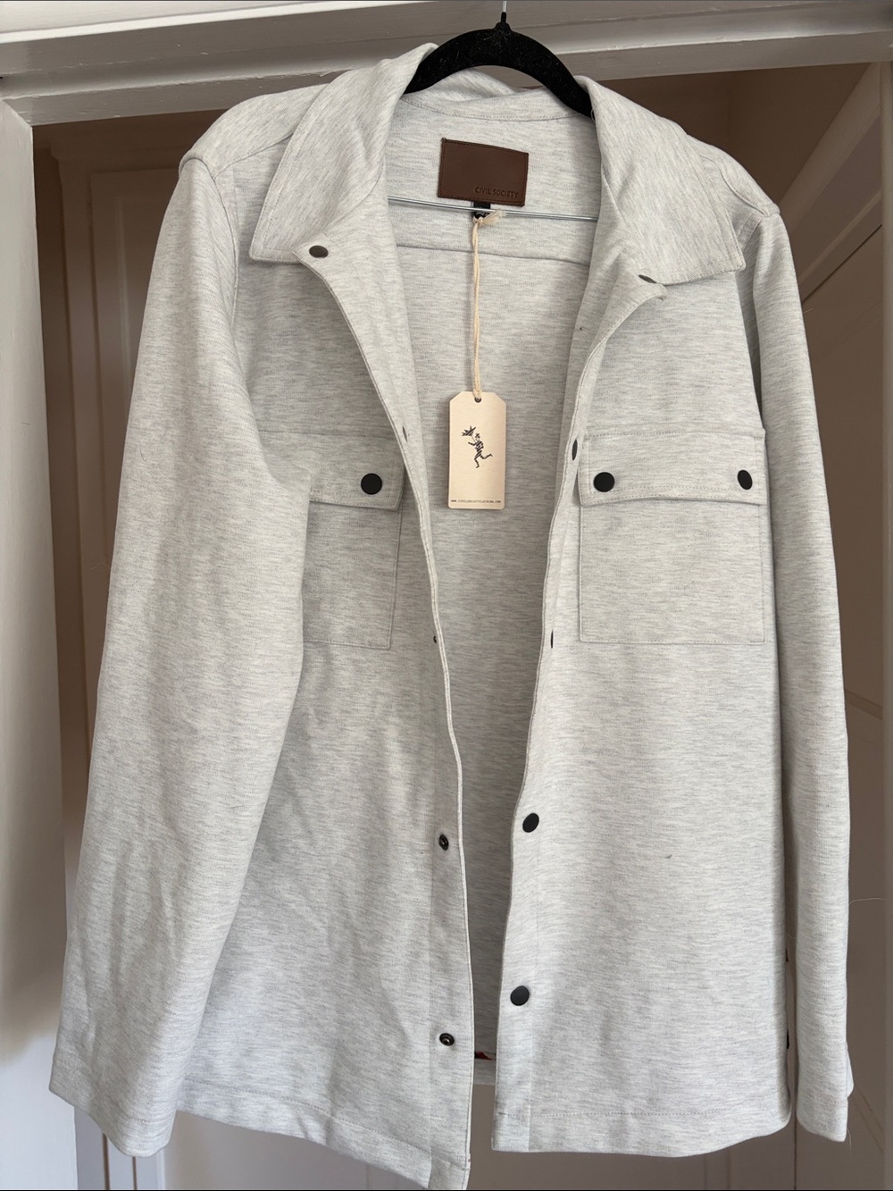 Heather Gray Overshirt Jacket Button-Front